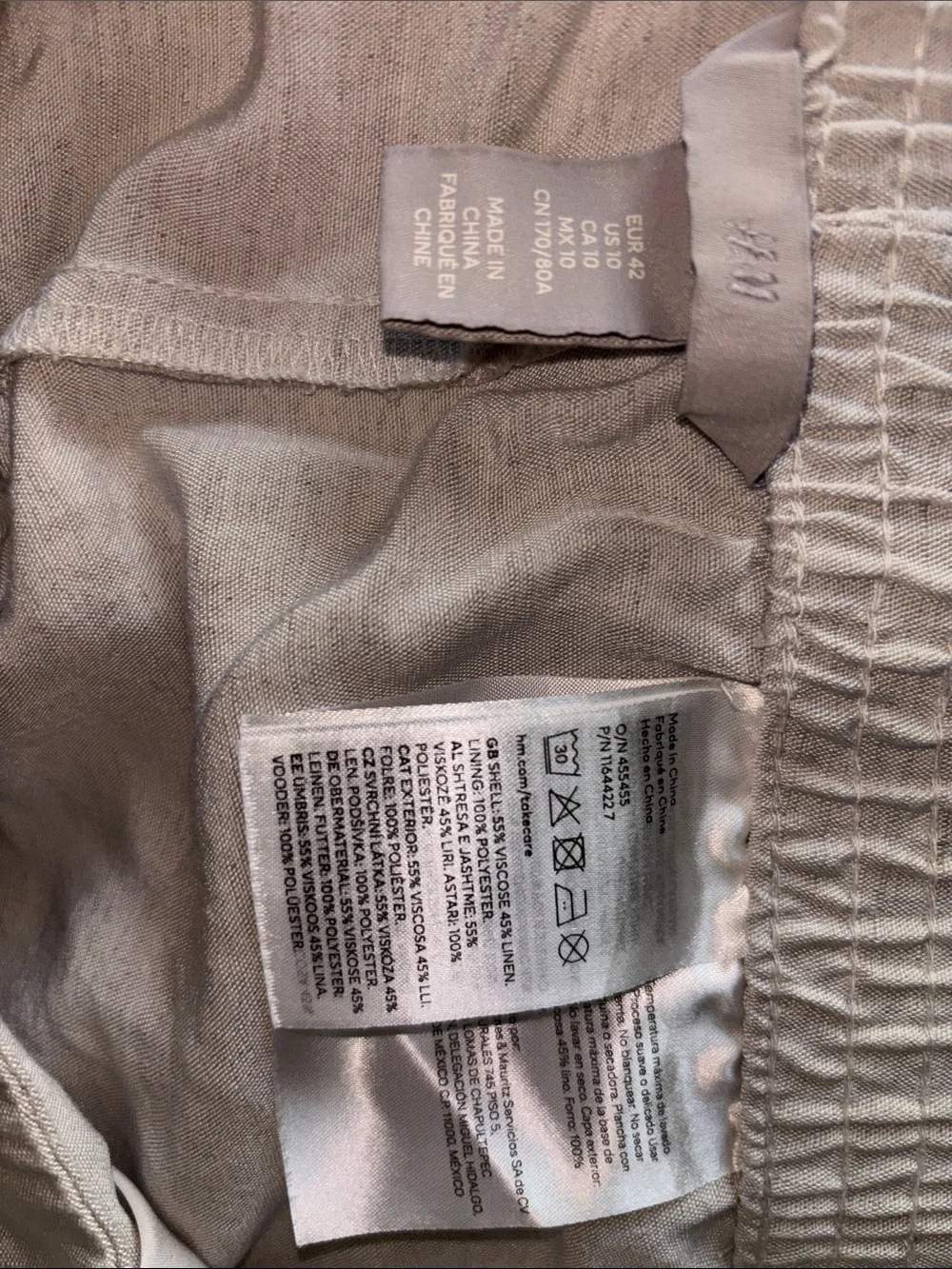 H&M Beige Linen-Blend Wide-Leg Trousers